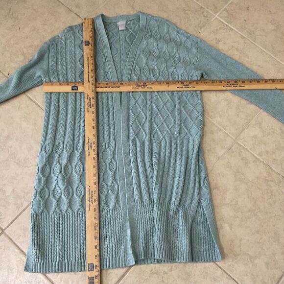 Chico's Women's Cable Stitch Knit Cardigan - Wool Cashmere Blend Medium - Picture 12 of 12